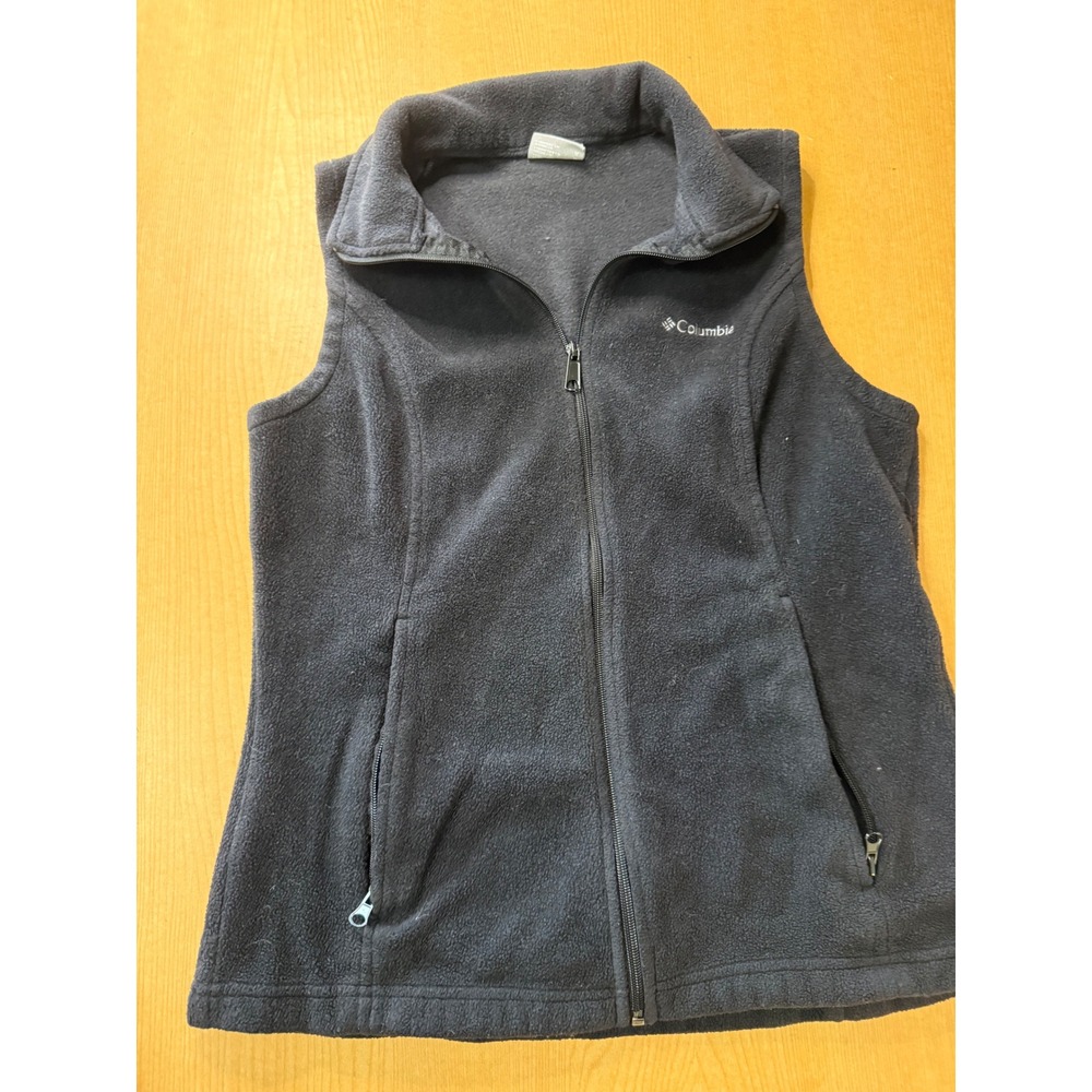 Columbia Womens Black Fleece Full Zip Vest Jacket Benton Springs Medium M